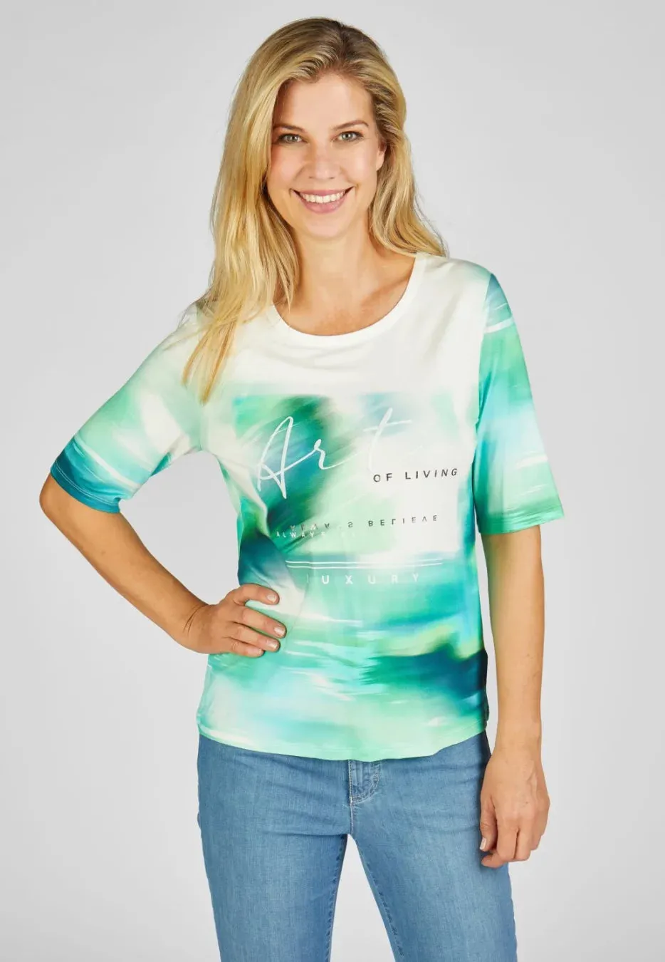 214350- Green & White Ombre Print TShirt- Rabe