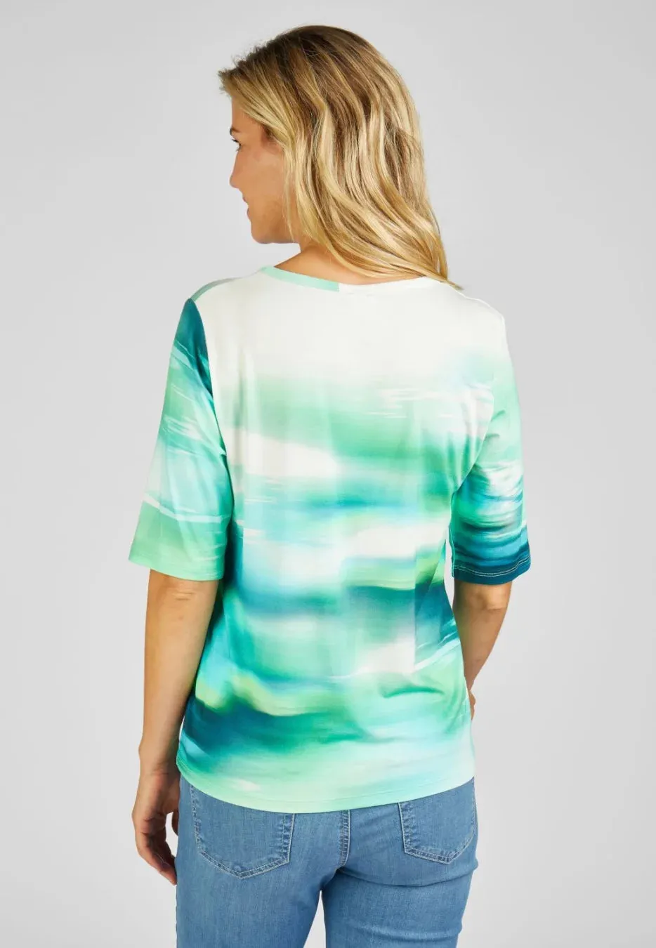 214350- Green & White Ombre Print TShirt- Rabe