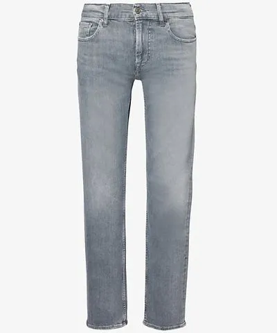 7 For All Mankind Mens Choral Slimmy Luxe brand-patch straight-leg slim-fit stretch-denim jeans