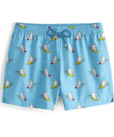 Aloha from Deer Men's Blue Surfer Bear Swimming Shorts