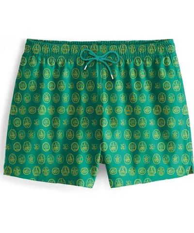 Aloha from Deer Men's Green Sailboats Swimming Shorts