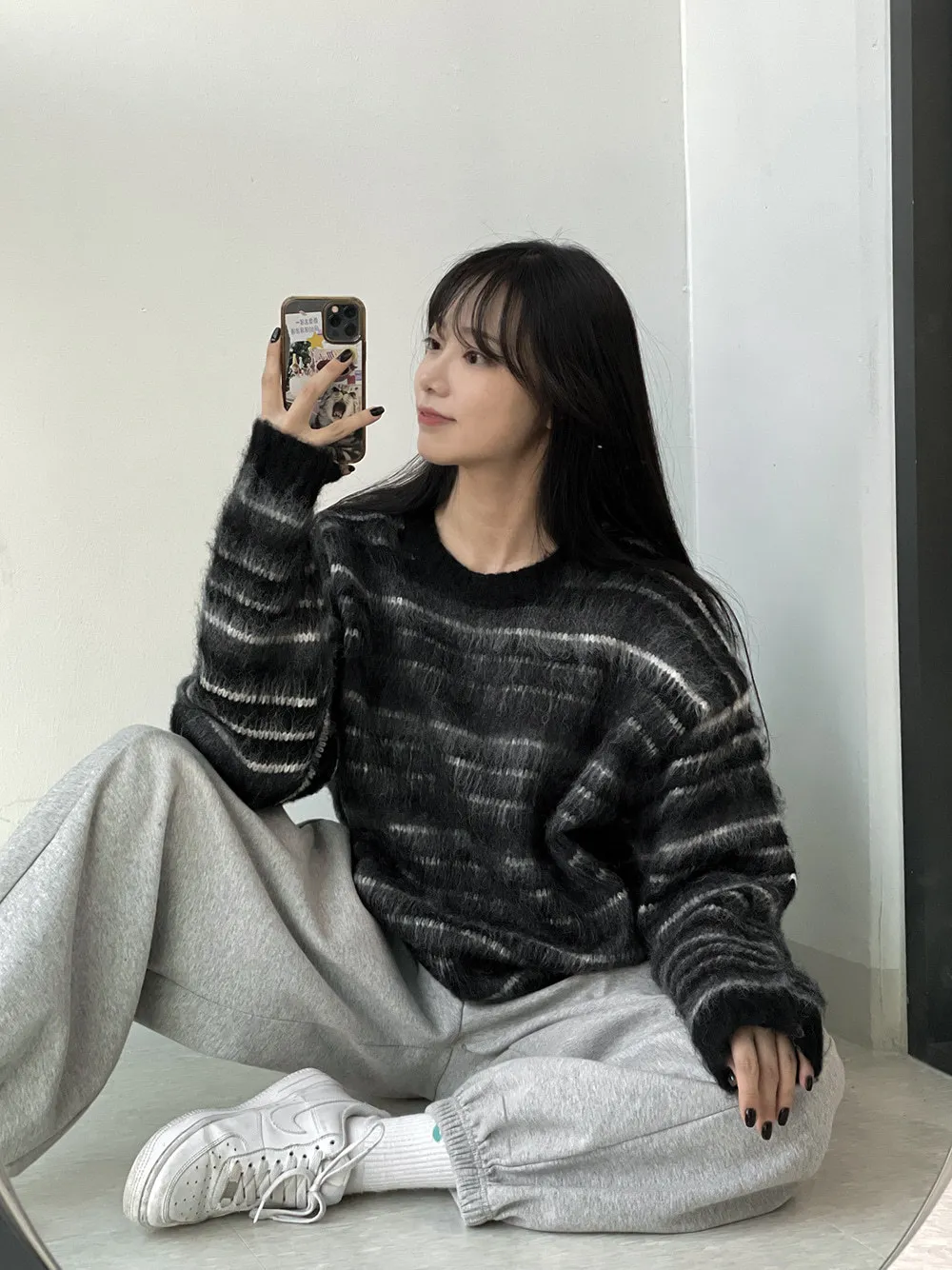 ASCLO  |Stripes Unisex Street Style Long Sleeves Oversized Sweaters