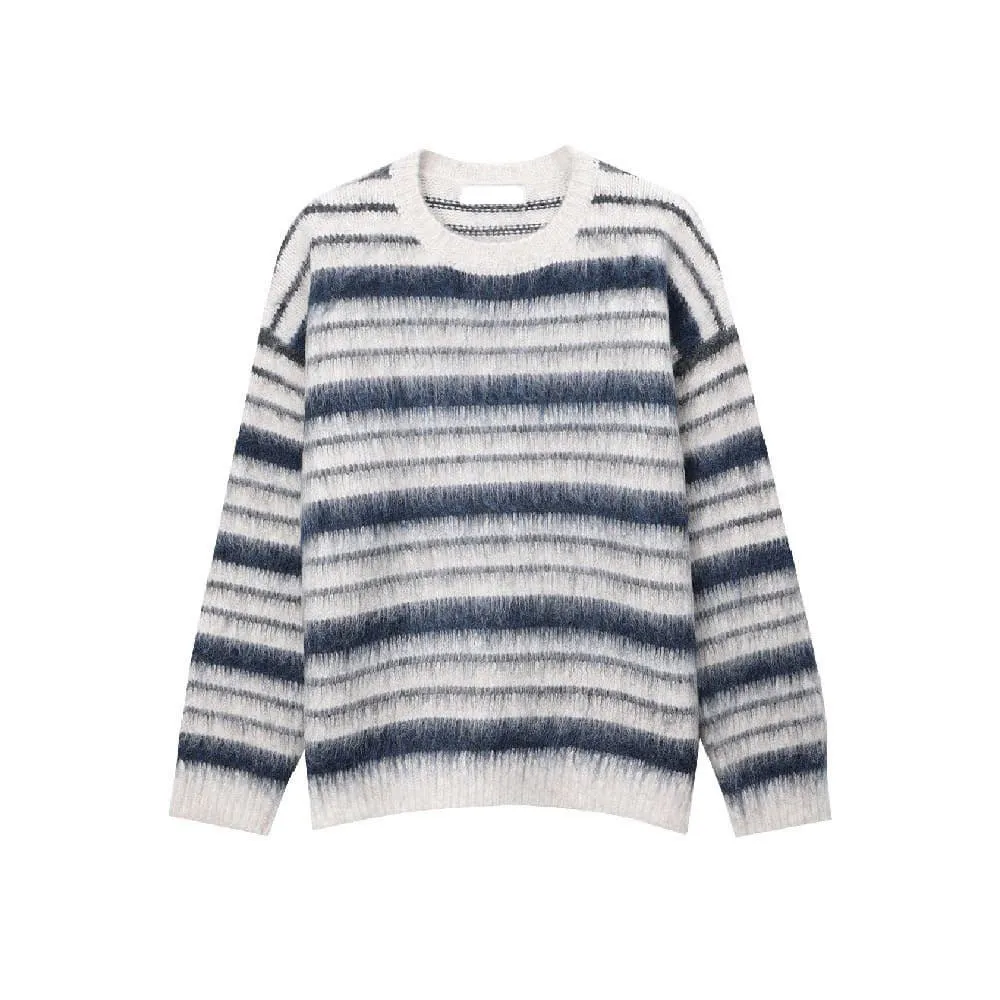 ASCLO  |Stripes Unisex Street Style Long Sleeves Oversized Sweaters