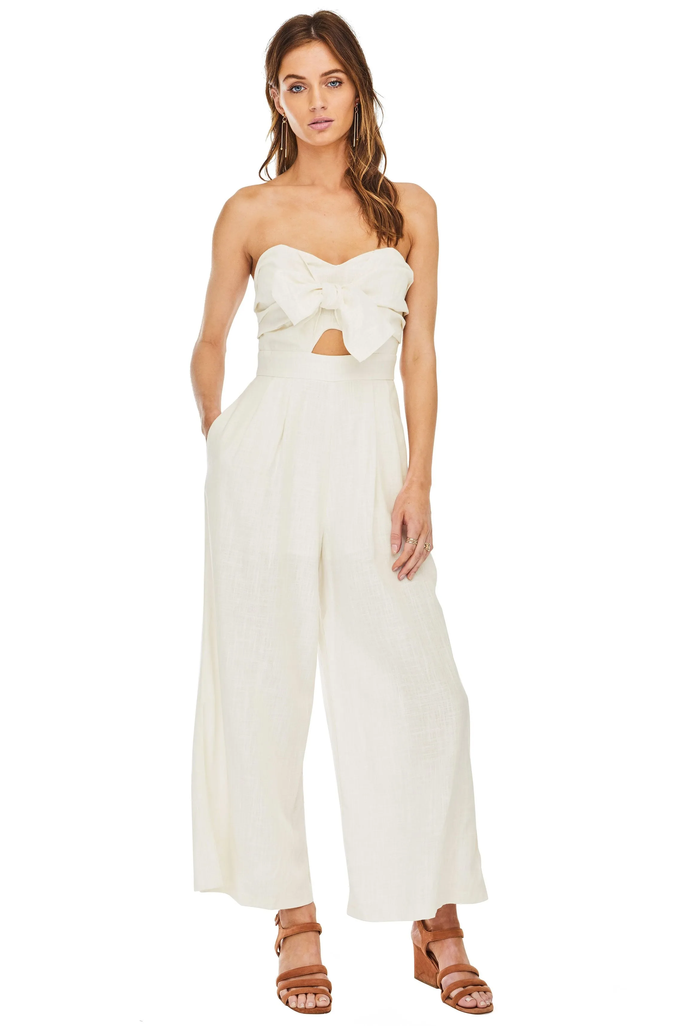 ASTR Mara Bow Strapless Jumpsuit