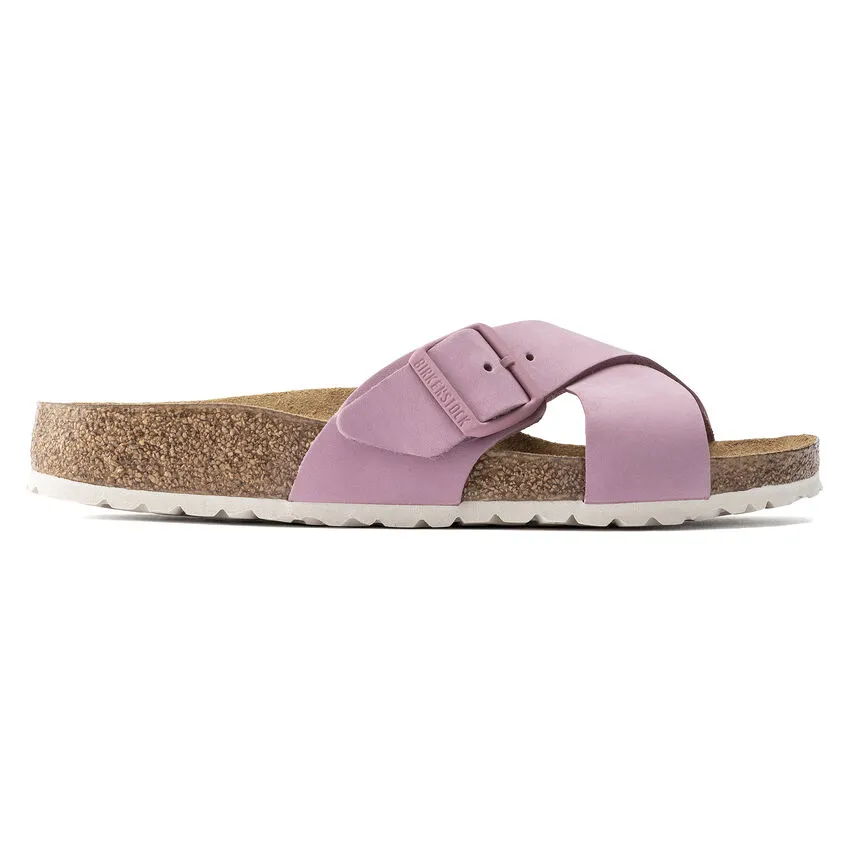 Birkenstock Womens Siena Soft Footbed Cross Strap Sandal- Orchid Nubuck