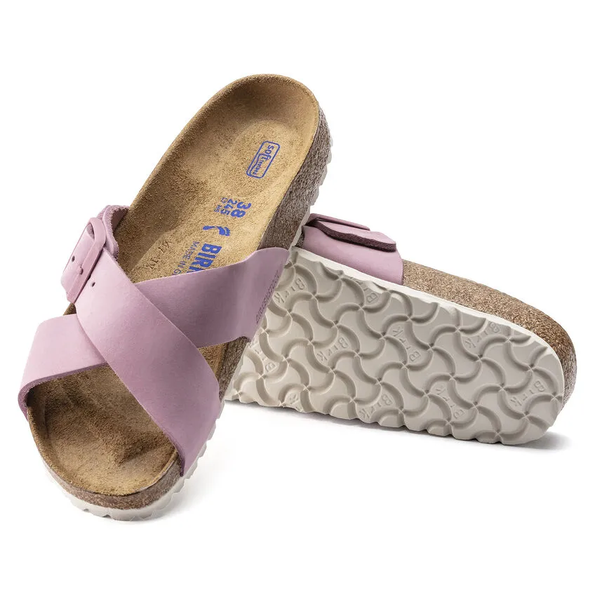 Birkenstock Womens Siena Soft Footbed Cross Strap Sandal- Orchid Nubuck