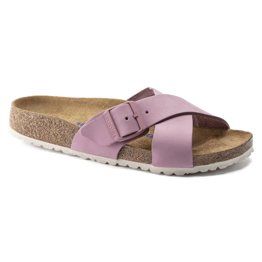 Birkenstock Womens Siena Soft Footbed Cross Strap Sandal- Orchid Nubuck