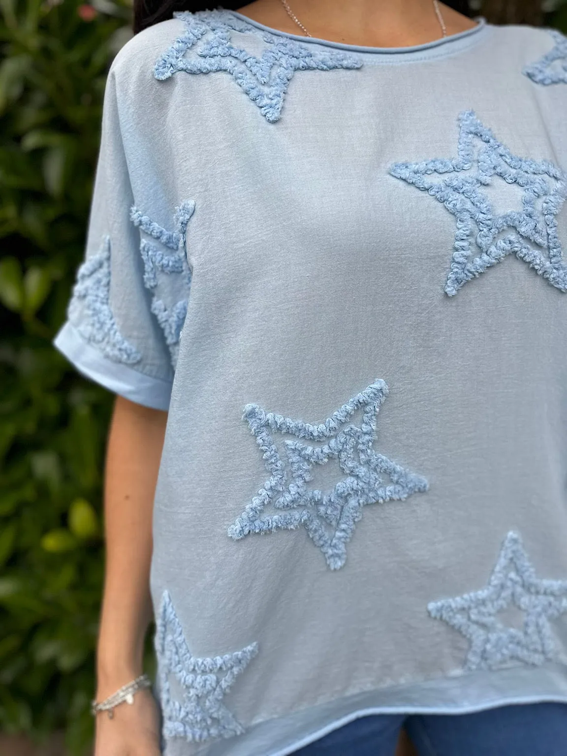 Blue Soft Star Round Neck Top Mia