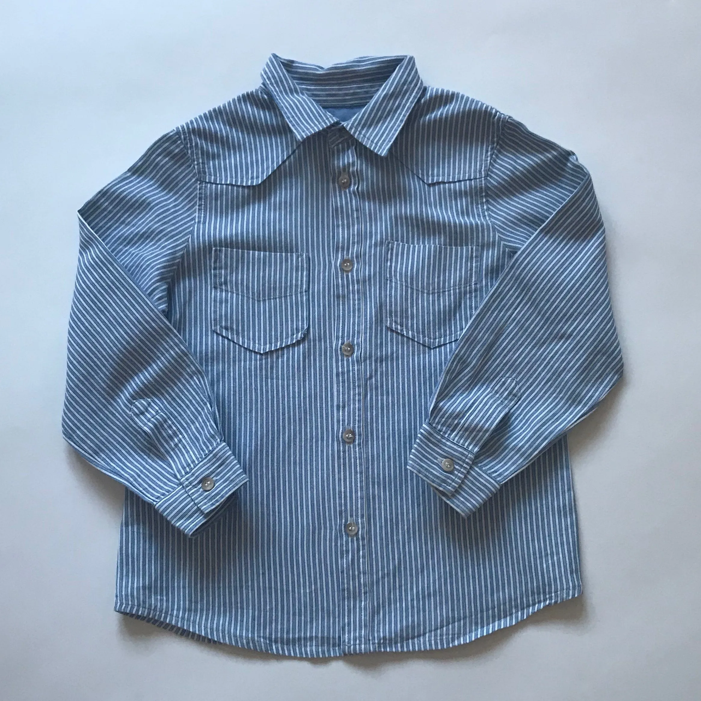 Bonpoint Blue And White Stripe Shirt: 4 Years