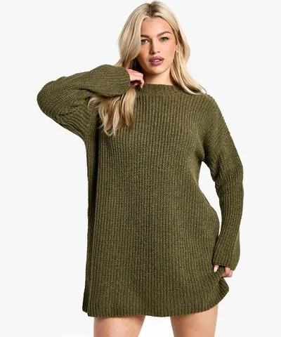 boohoo Womens Crew Neck Sweater Dress