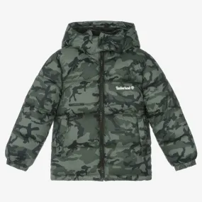 Boys Green Camouflage Puffer Coat