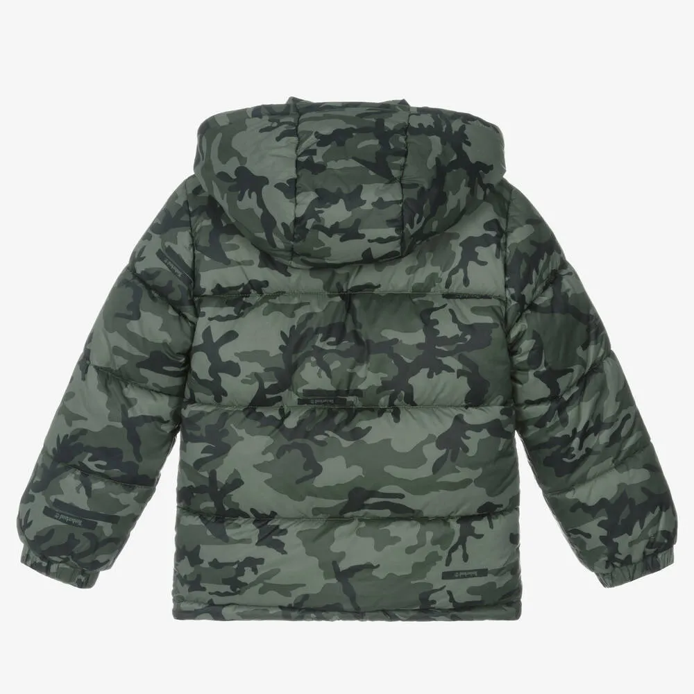 Boys Green Camouflage Puffer Coat