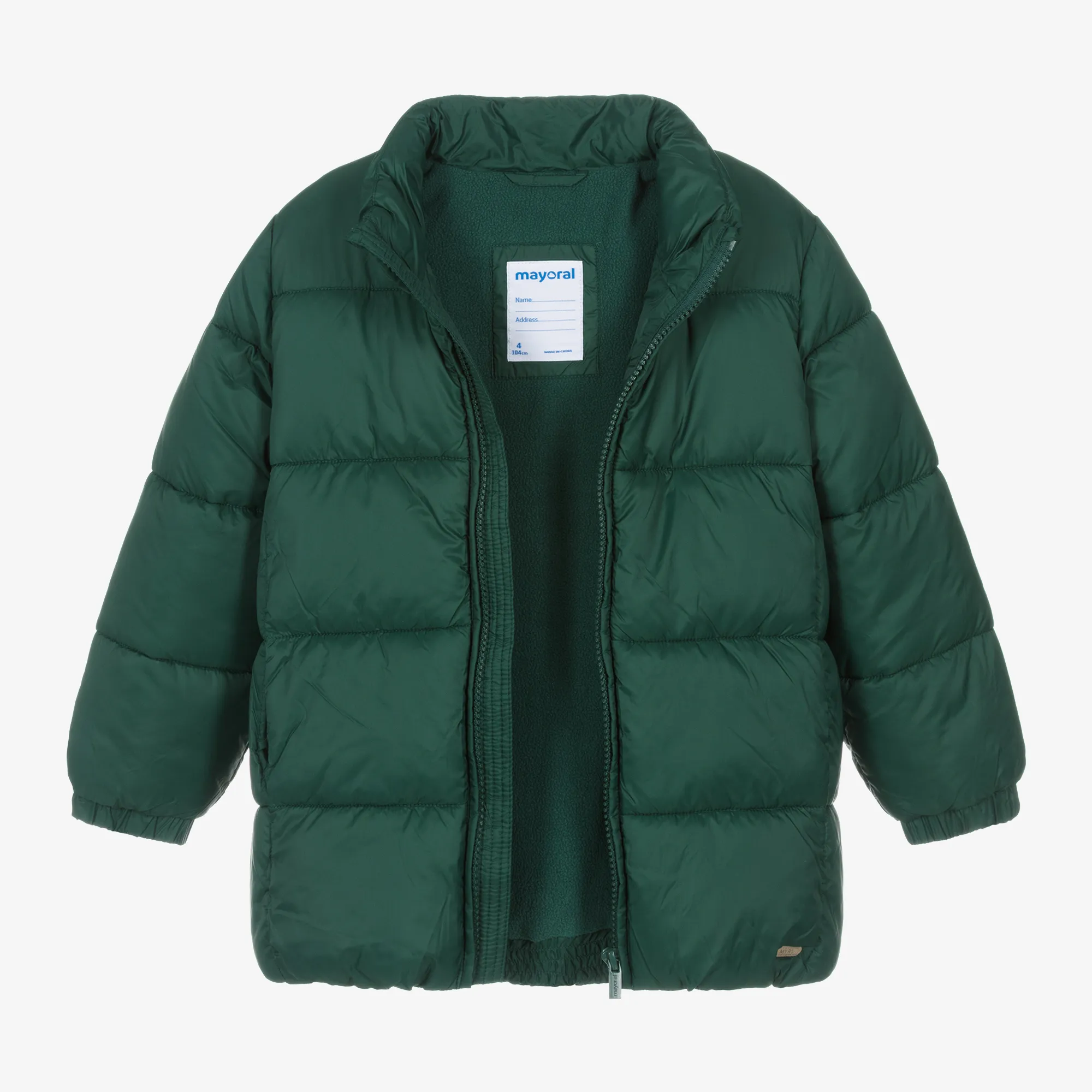 Boys Green Hooded Puffer Coat