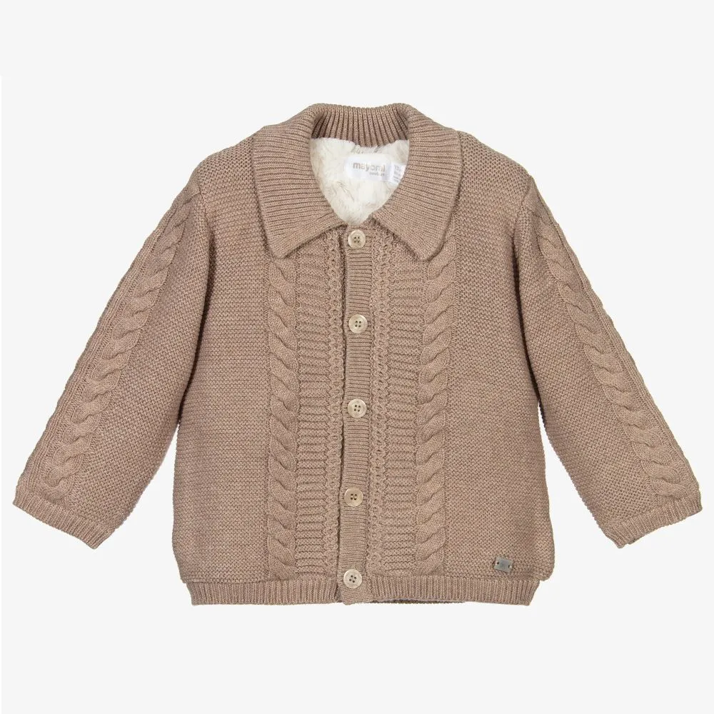 Brown Knitted Baby Pram Coat 