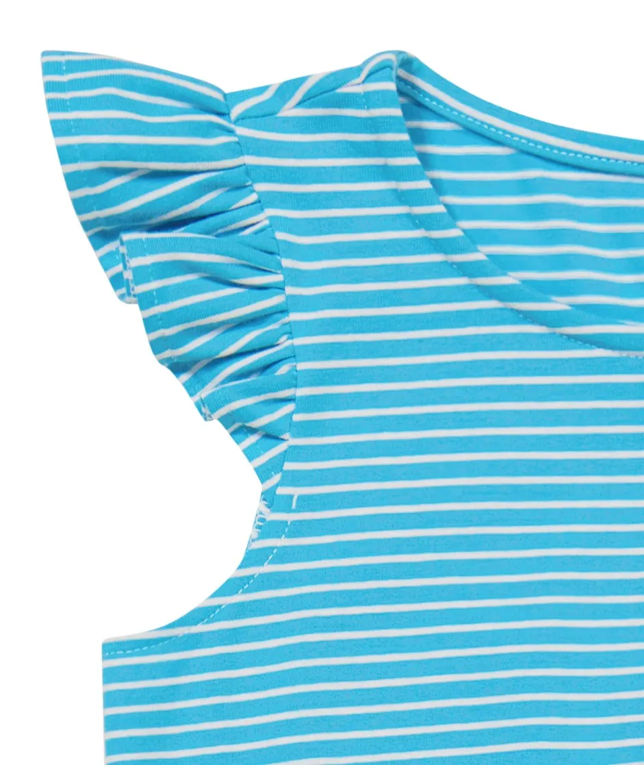 Callie Drop Waist Dress Turquoise Stripe