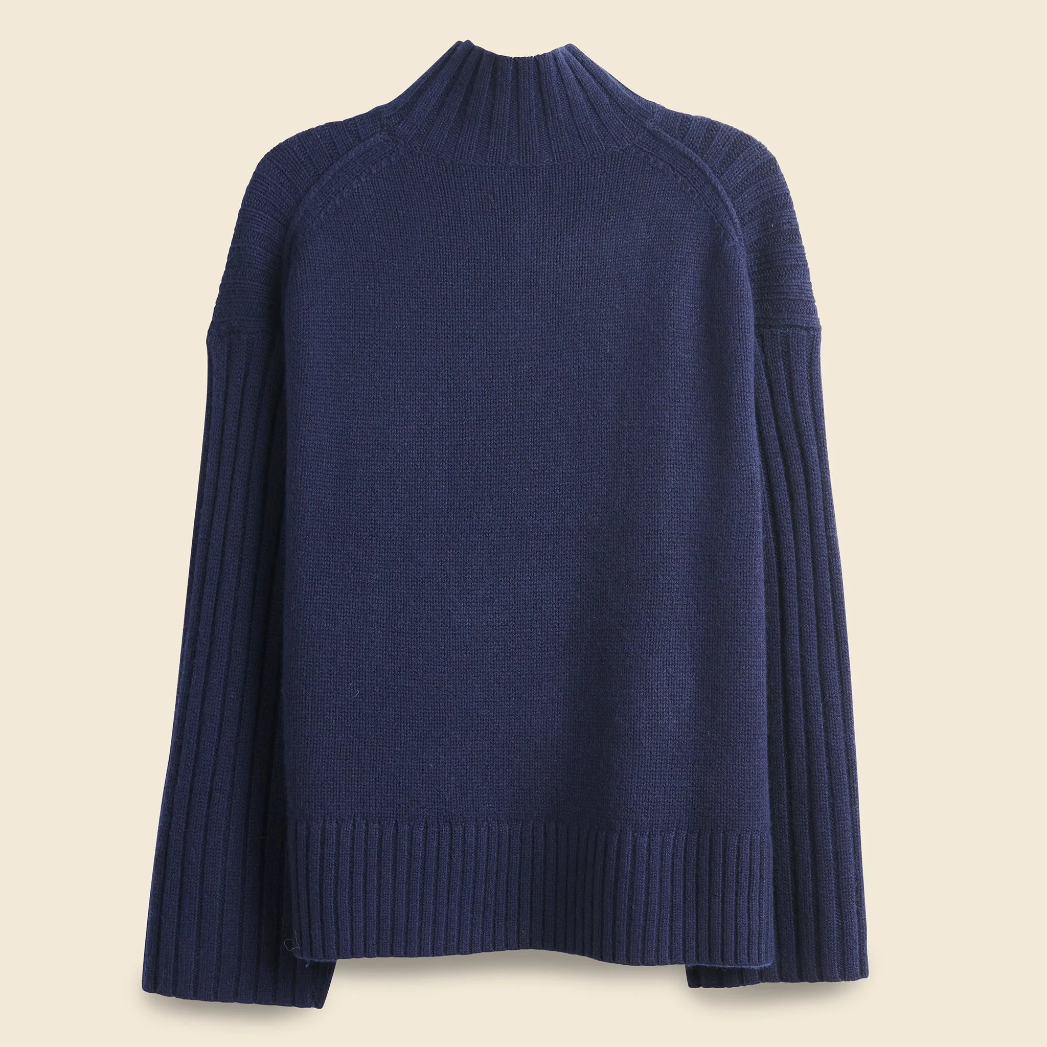 Chaley Rib Mock Neck Sweater - Dark Navy