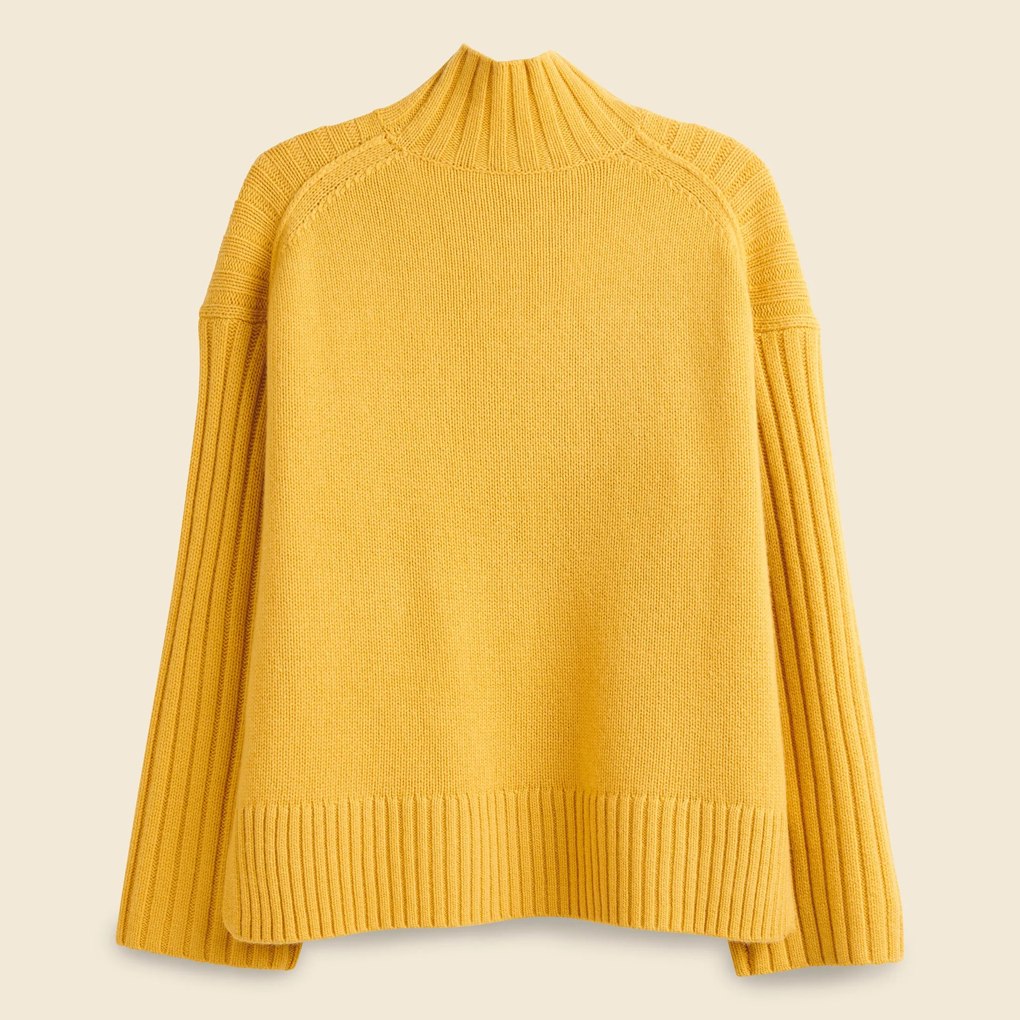 Chaley Rib Mock Neck Sweater - Gold