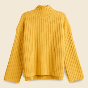 Chaley Rib Mock Neck Sweater - Gold