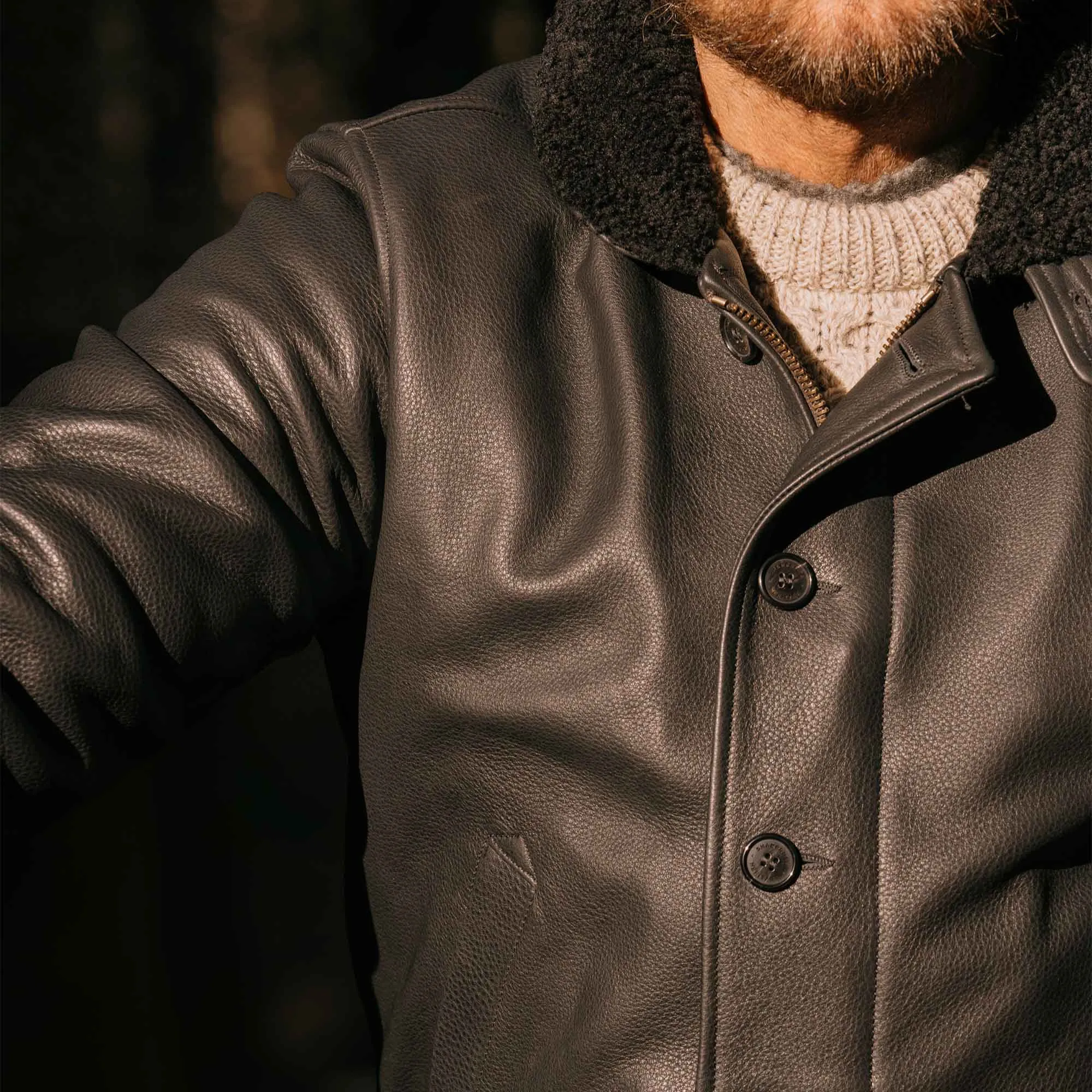 Deck N-1 Black Aniline Leather Jacket - Shangri-la Heritage