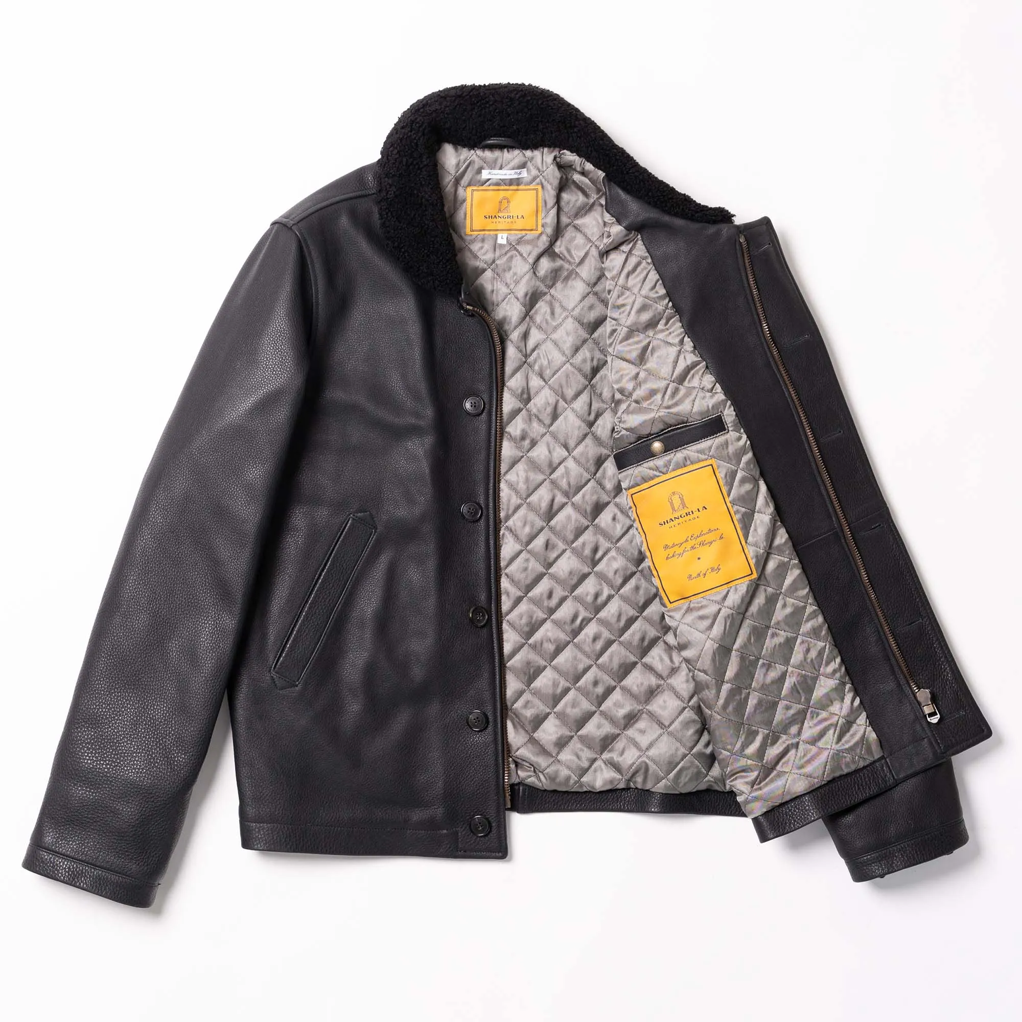 Deck N-1 Black Aniline Leather Jacket - Shangri-la Heritage