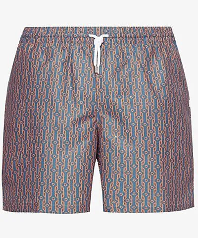 Derek Rose Mens Blue Tropez mid-rise swim shorts