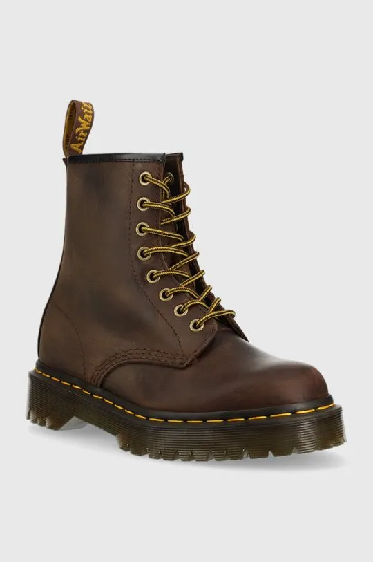 Dr. Martens leather biker boots 1460 Bex women's brown color