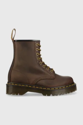 Dr. Martens leather biker boots 1460 Bex women's brown color