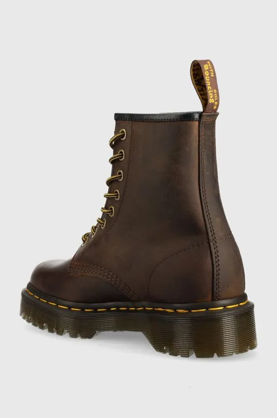 Dr. Martens leather biker boots 1460 Bex women's brown color