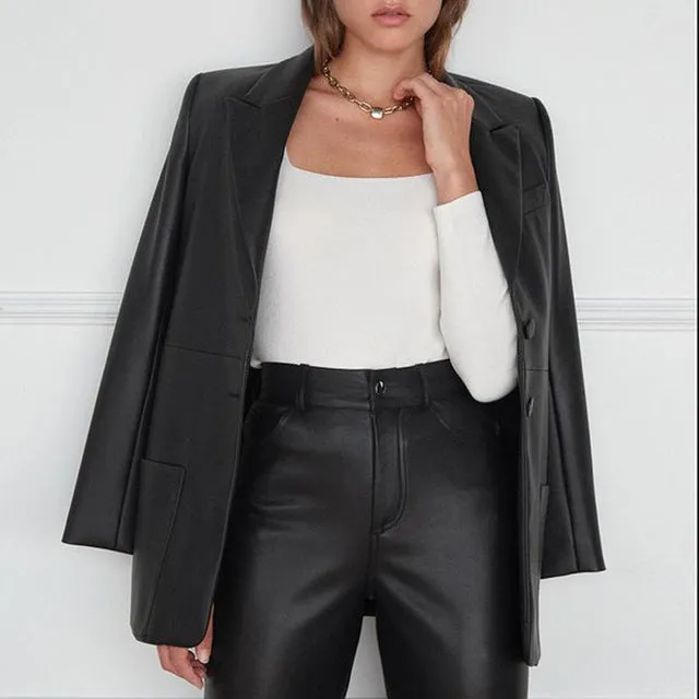 Elina Simple Leather Jackets