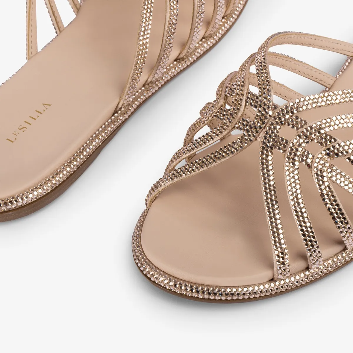 EMBRACE SANDAL Skin nude satin sandal with Crystals