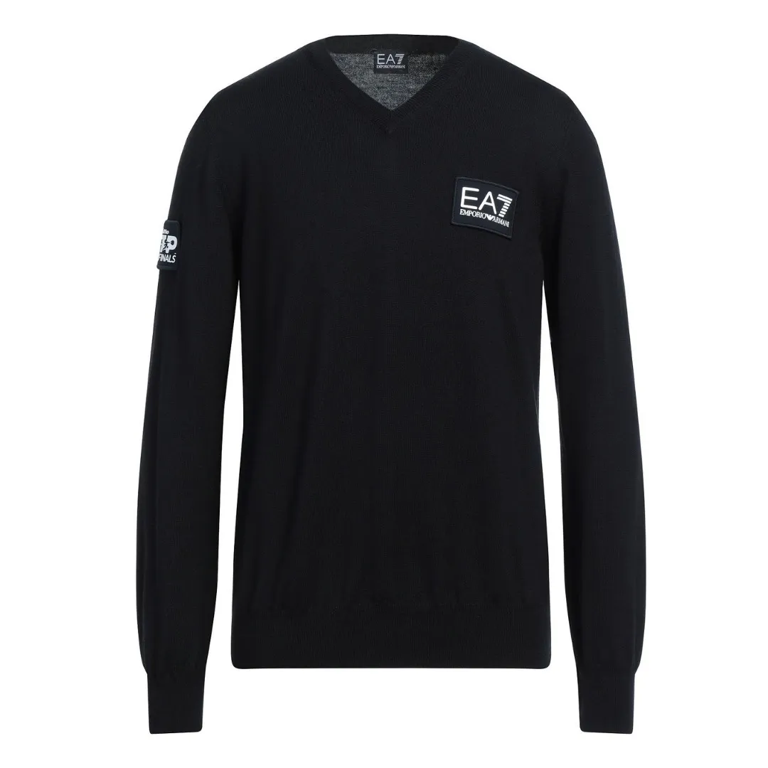 EMPORIO ARMANI  |Unisex Wool Street Style V-Neck Long Sleeves Plain Logo