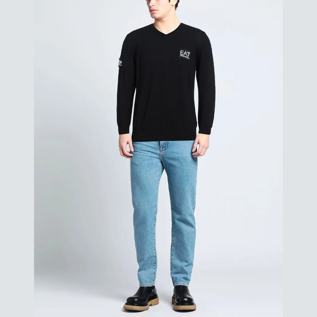 EMPORIO ARMANI  |Unisex Wool Street Style V-Neck Long Sleeves Plain Logo