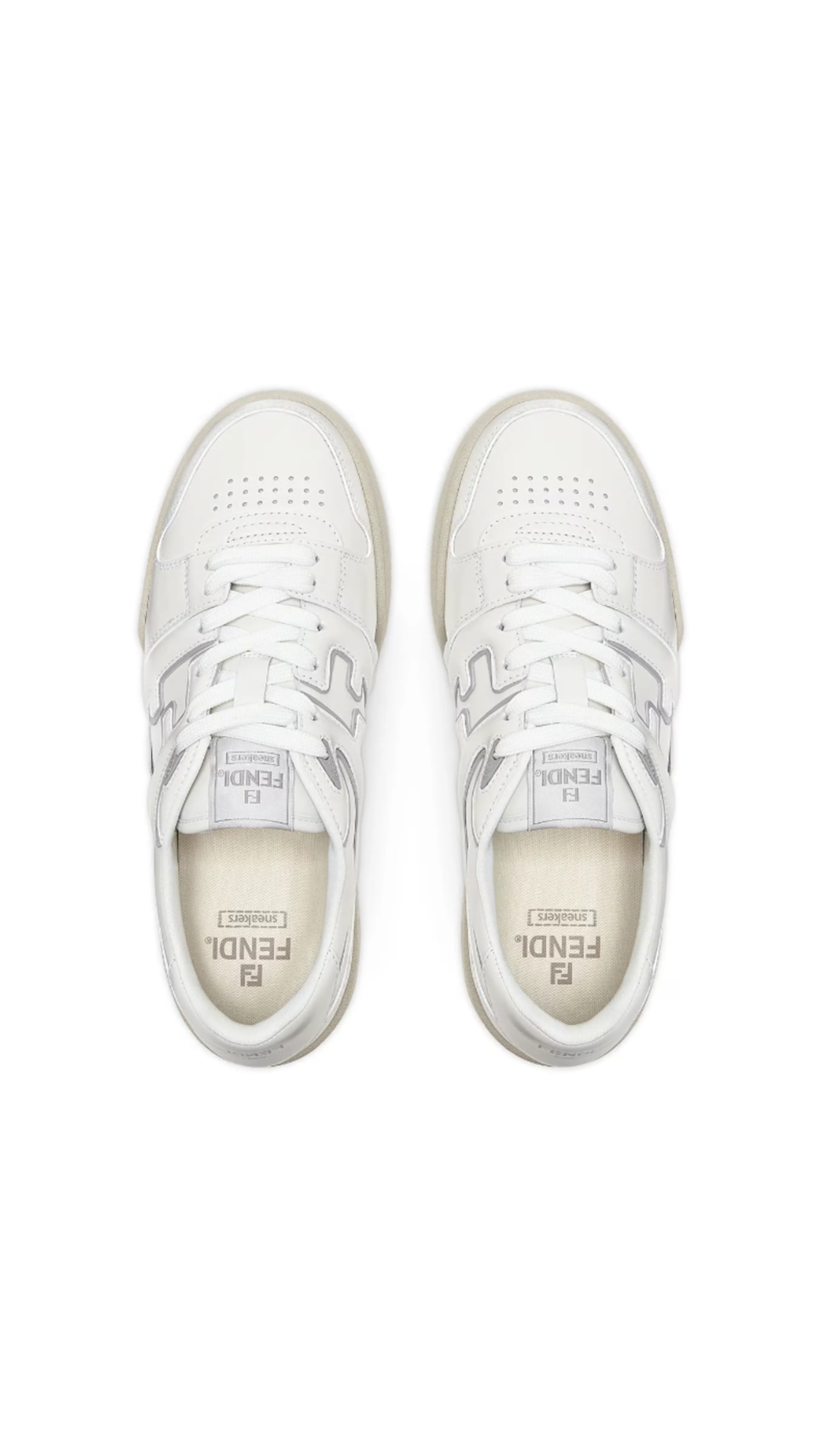 Fendi Match Leather Sneakers - White/Grey