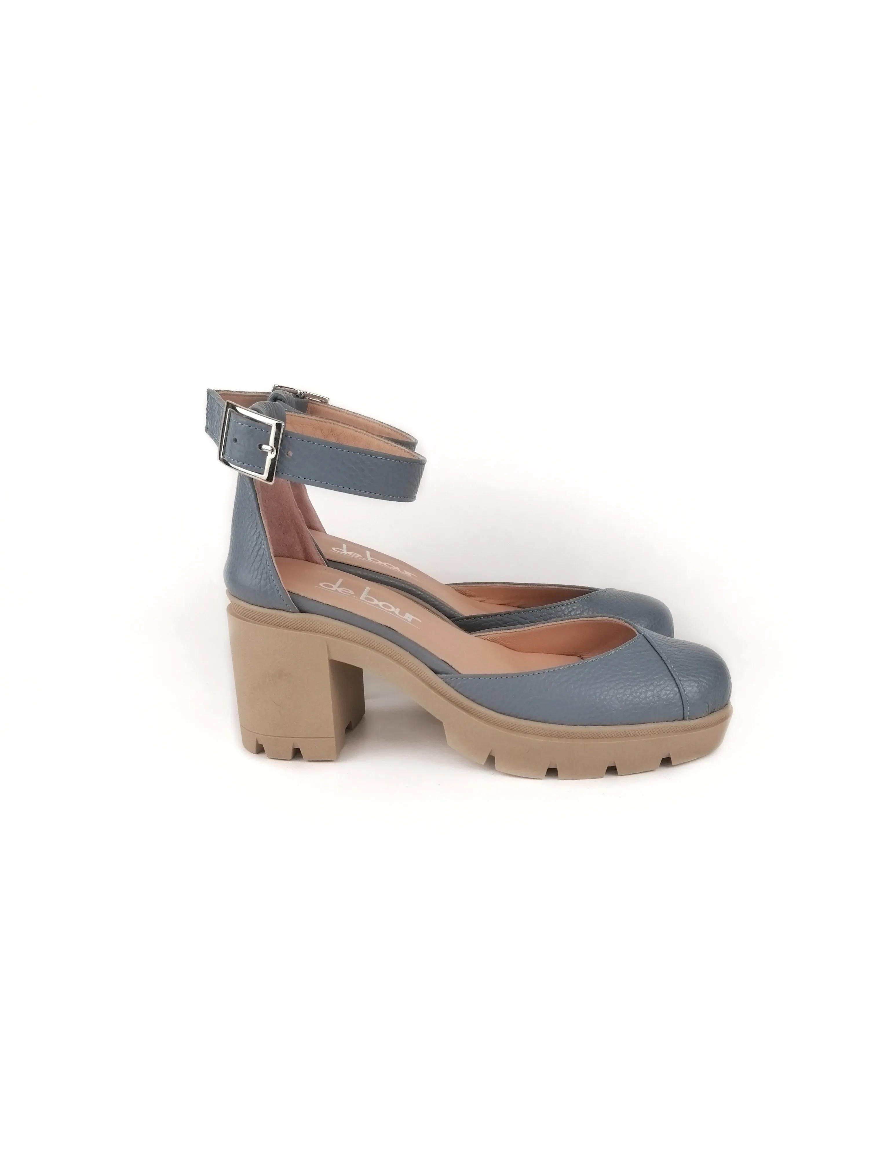 FIONA RAF BLUE LEATHER RUBBER HEELS (7,5cm)