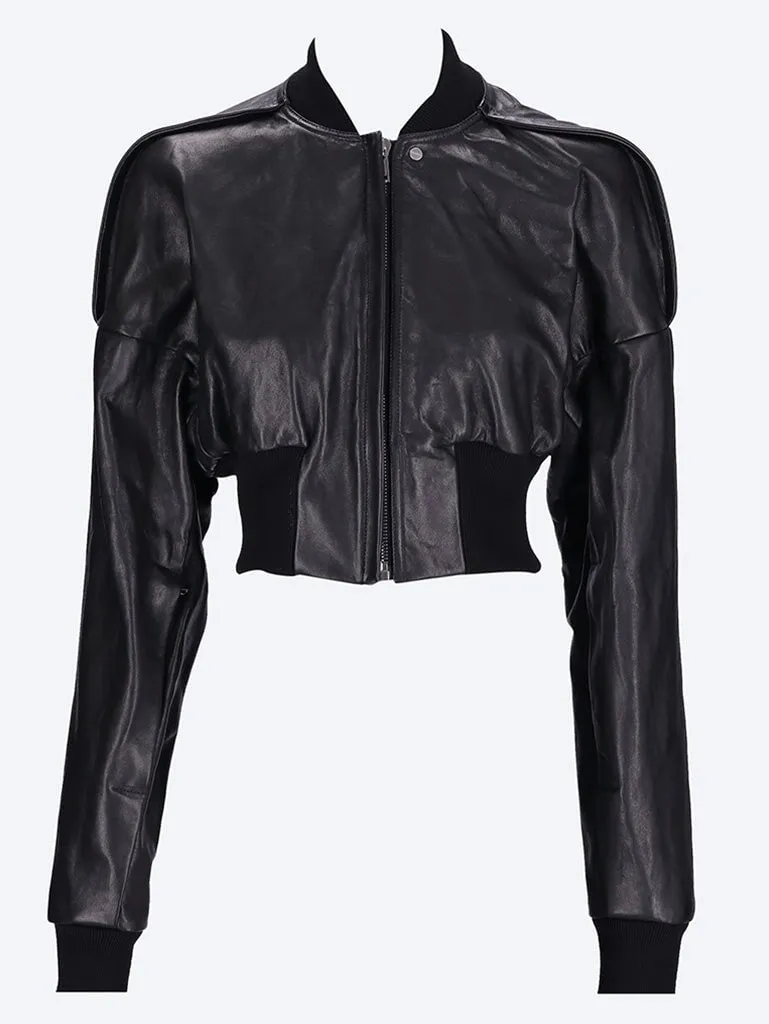 Flight cropped leather bomber jacke