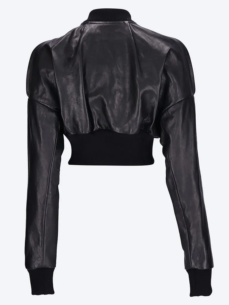 Flight cropped leather bomber jacke