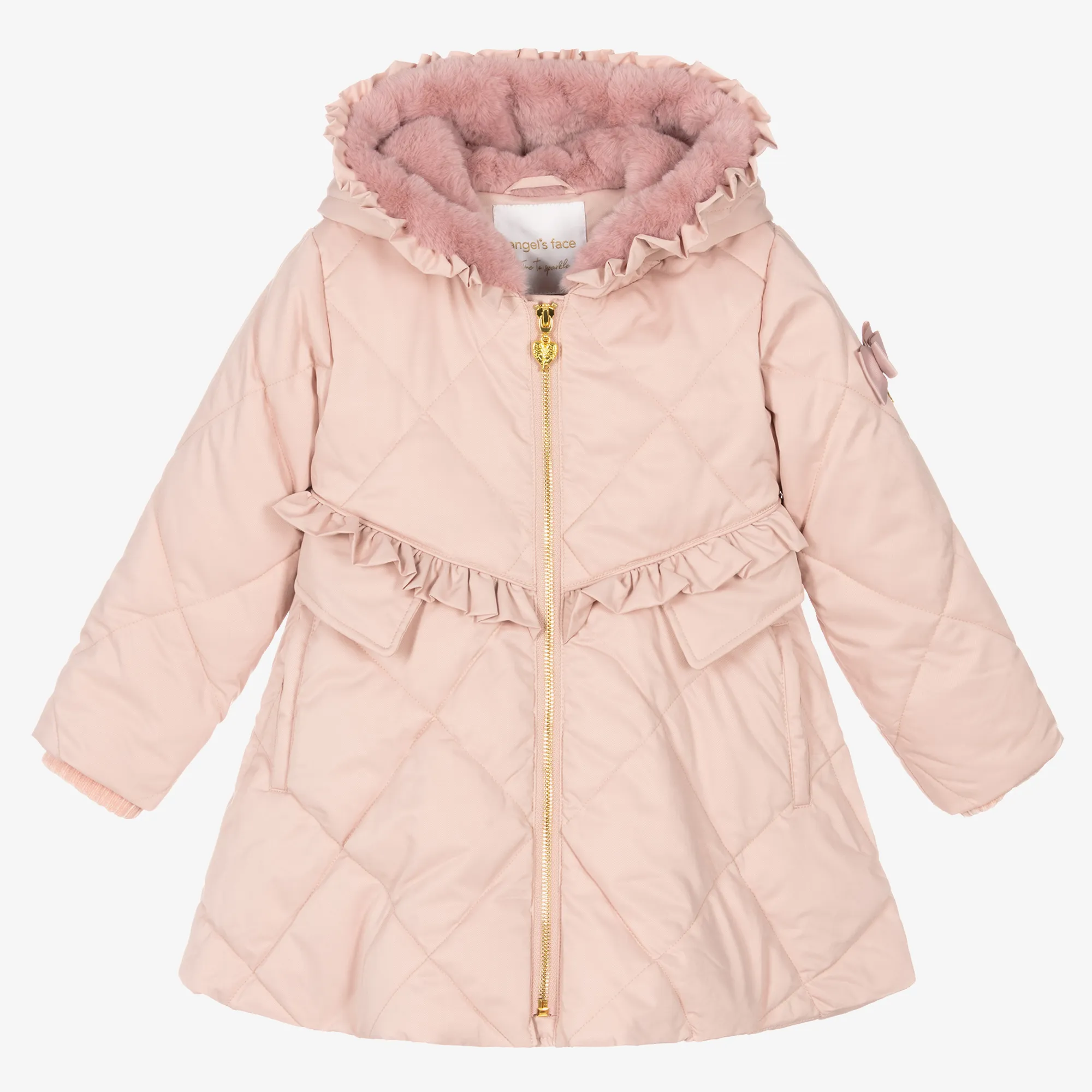 Girls Pale Pink Quilted Coat