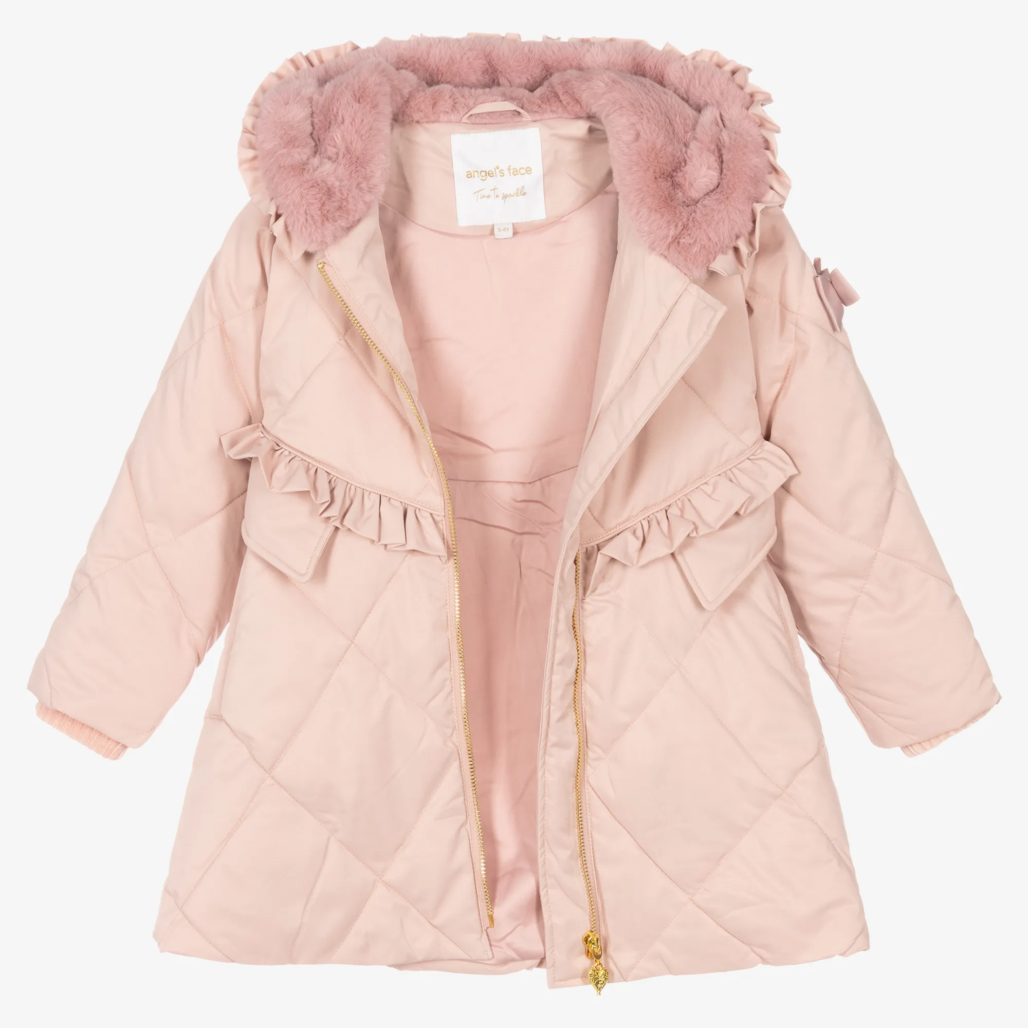 Girls Pale Pink Quilted Coat