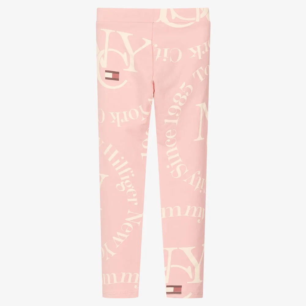 Girls Pink Logo Leggings