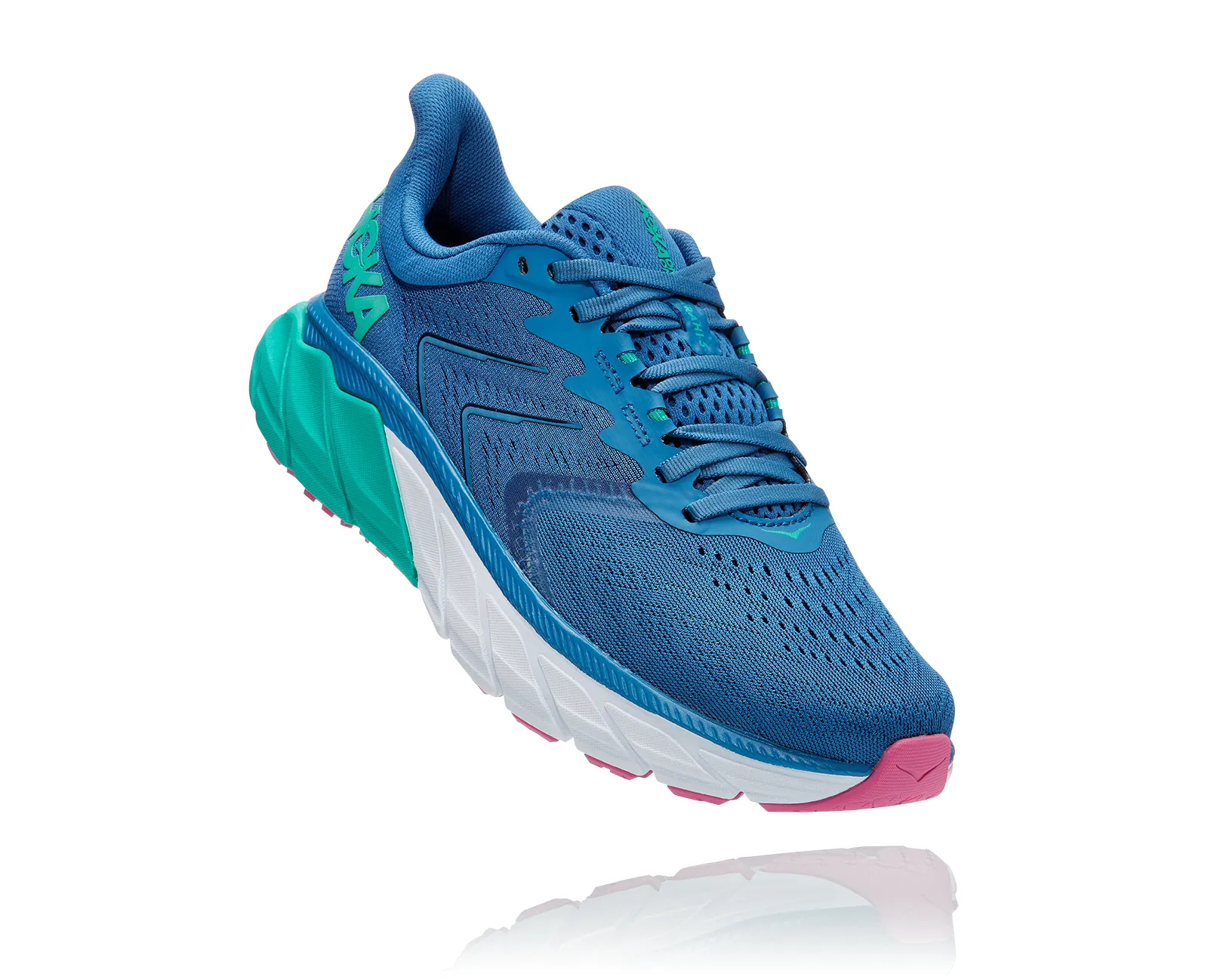 Hoka Womens Arahi 5 Lightweight Support Sneaker-  Vallarta Blue/Atlantis