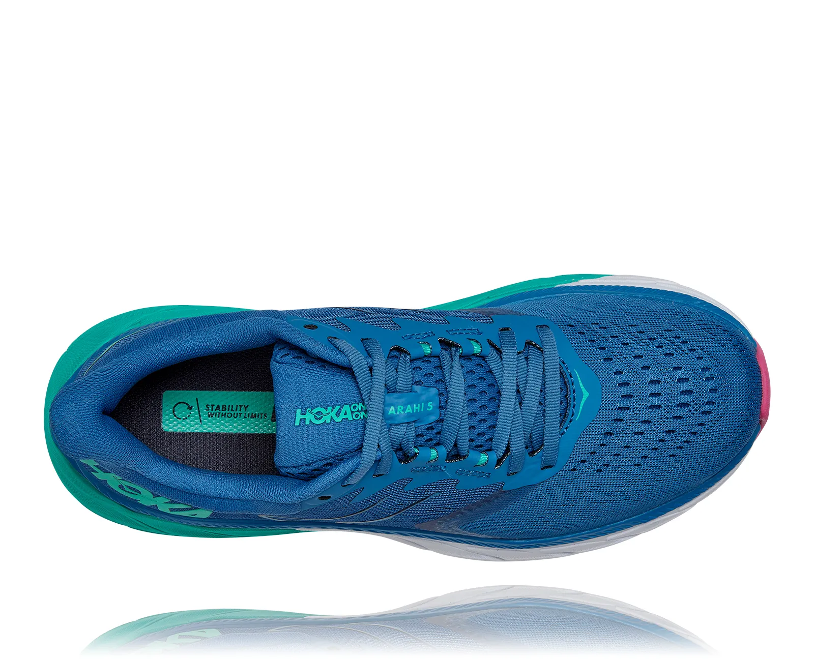 Hoka Womens Arahi 5 Lightweight Support Sneaker-  Vallarta Blue/Atlantis