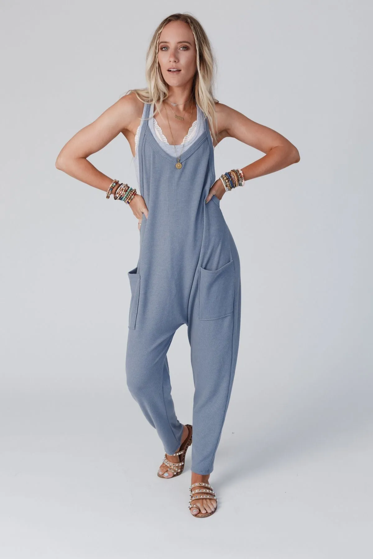 Hot Shot Harem Jumpsuit - Denim