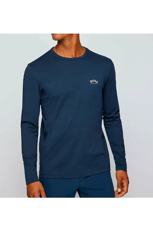 Hugo Boss Curved Chest Logo L/S Tee Navy