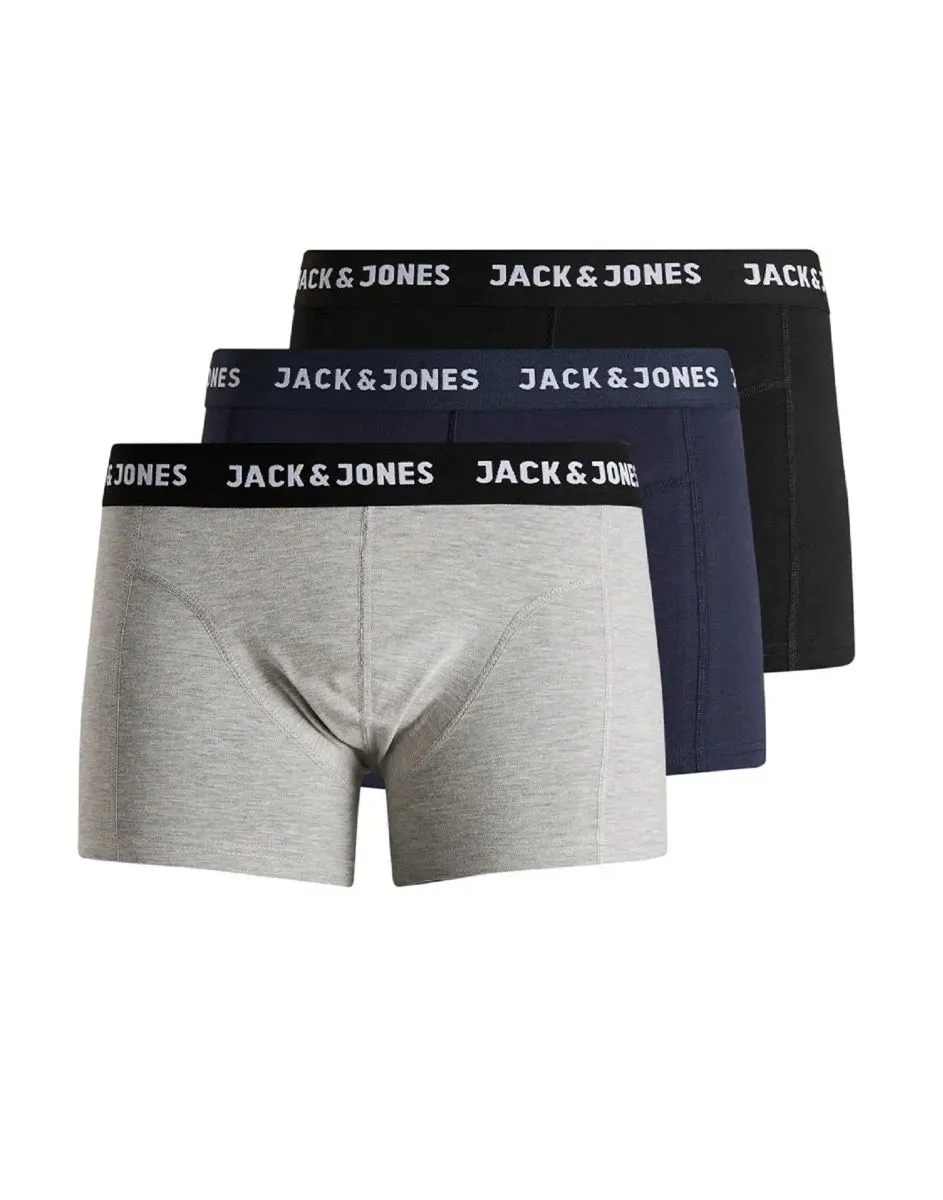 Jack & Jones Anthony 3-Pack Trunks Shorts Black Blue Grey