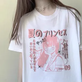 JAPANESE CUTE SOFTGIRL PRINTING OVERSIZE T-SHIRT BY50070