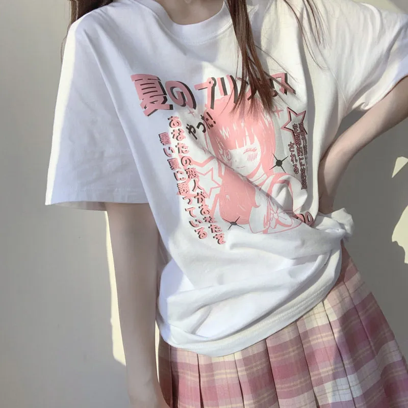 JAPANESE CUTE SOFTGIRL PRINTING OVERSIZE T-SHIRT BY50070