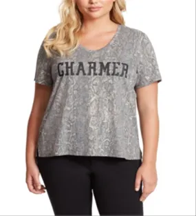 Jessica Simpson Women's Trendy Plus Charmer Graphic Print T-Shirt Gray Size 1X