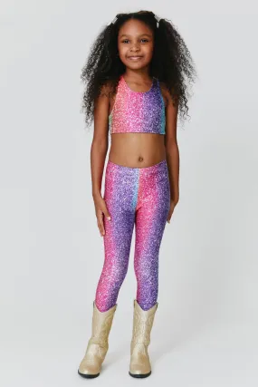 Kids Leggings in Rainbow Glitter Foil