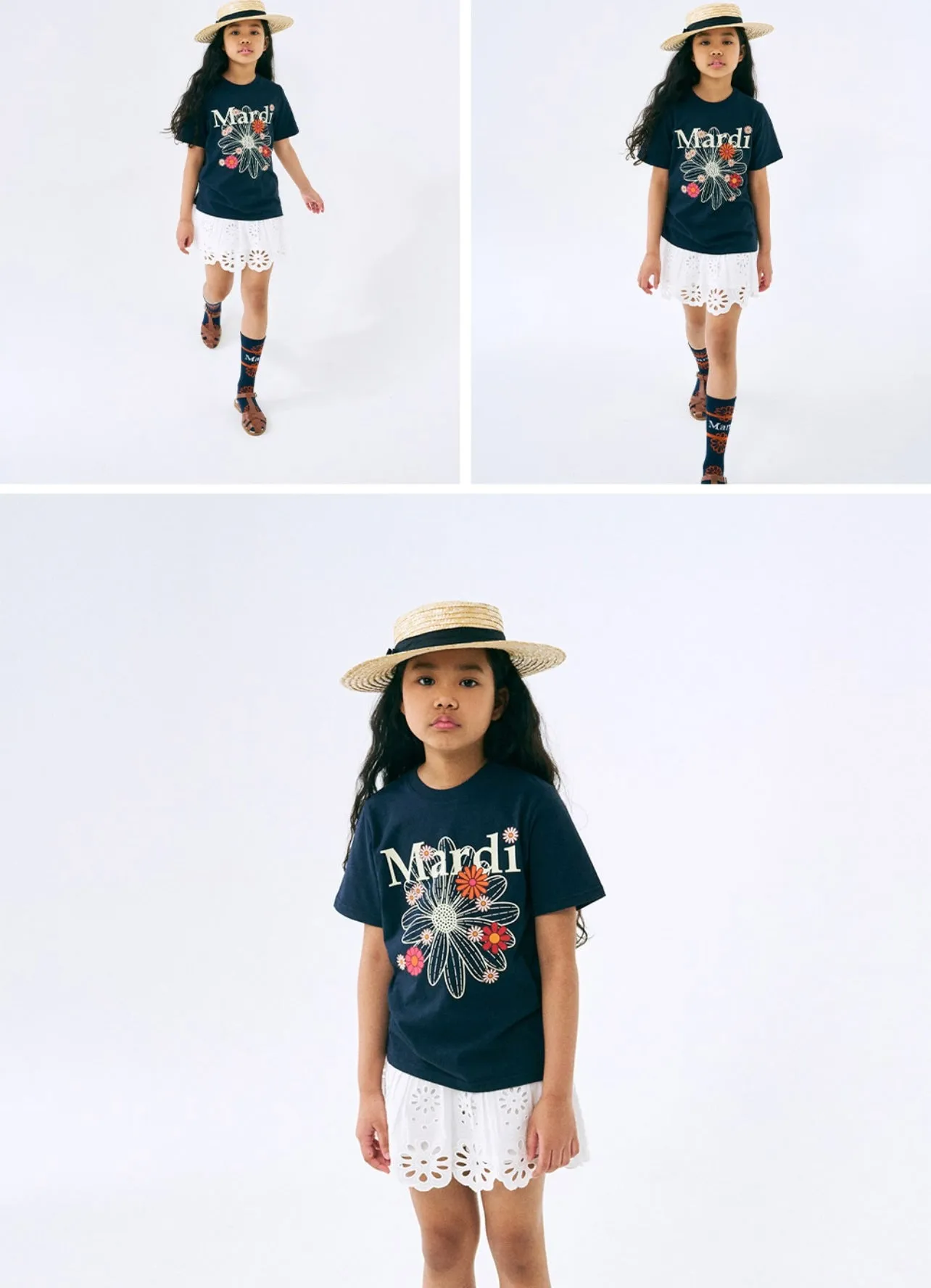 KIDS TSHIRT FLOWERMARDI BLOSSOM NAVY CREAM