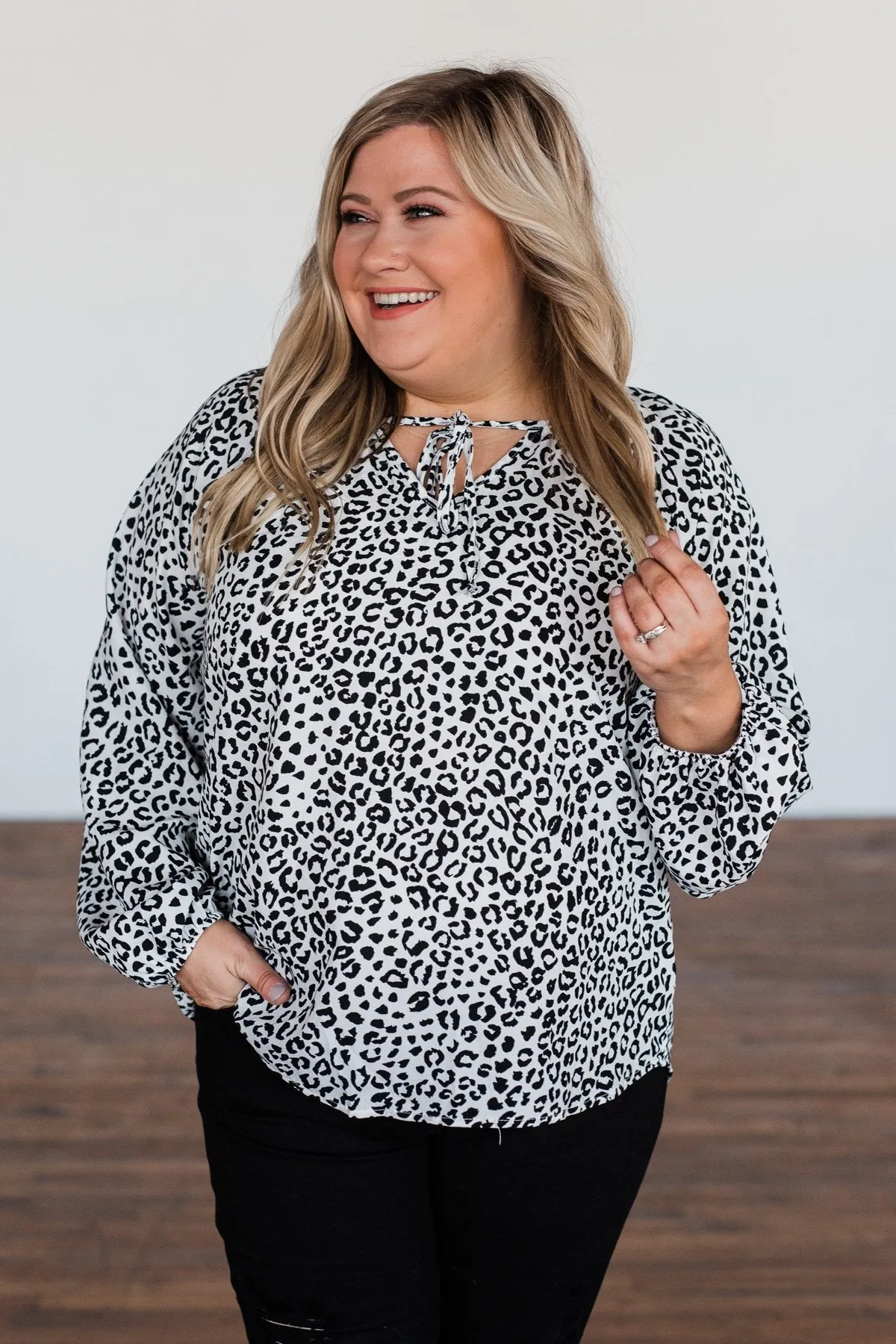 Love of the Wild Leopard Print Blouse- Off White